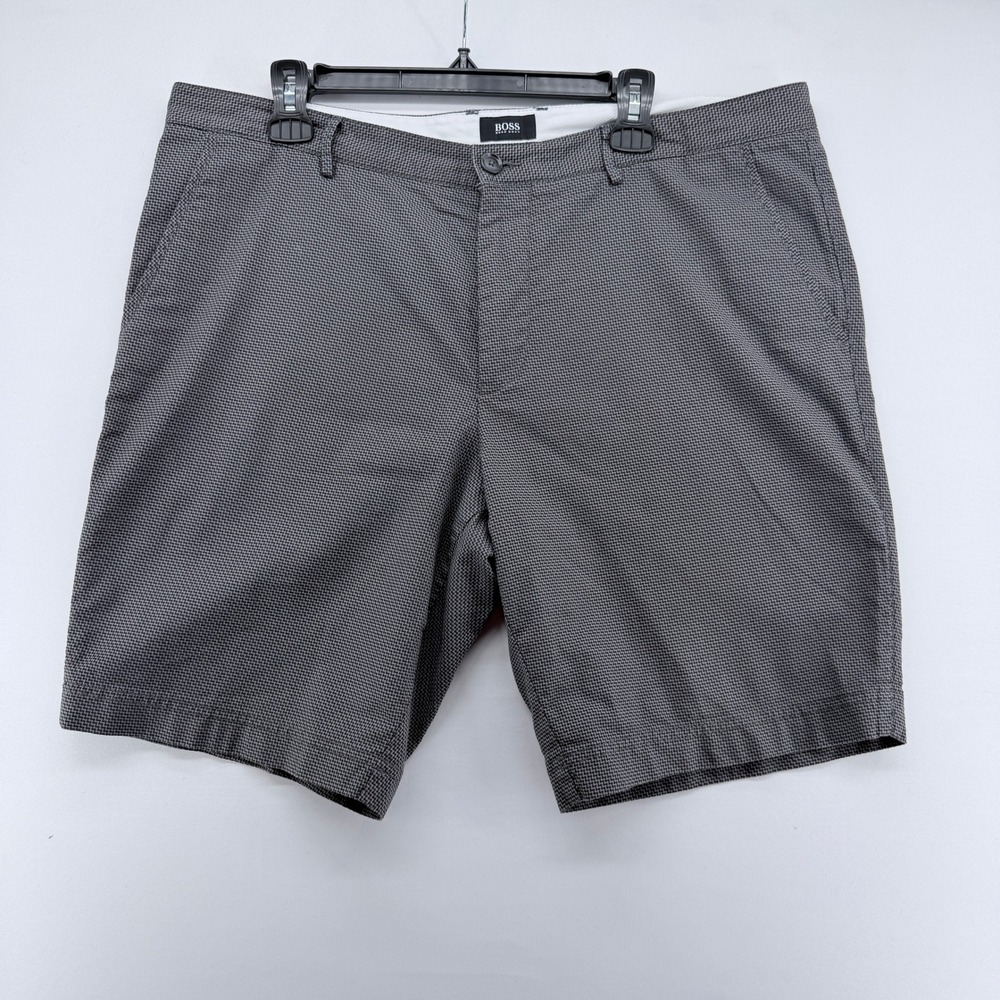 Hugo Boss Mens 38R Gray Micro‎ Pattern Italian Stretch Fabric Shorts